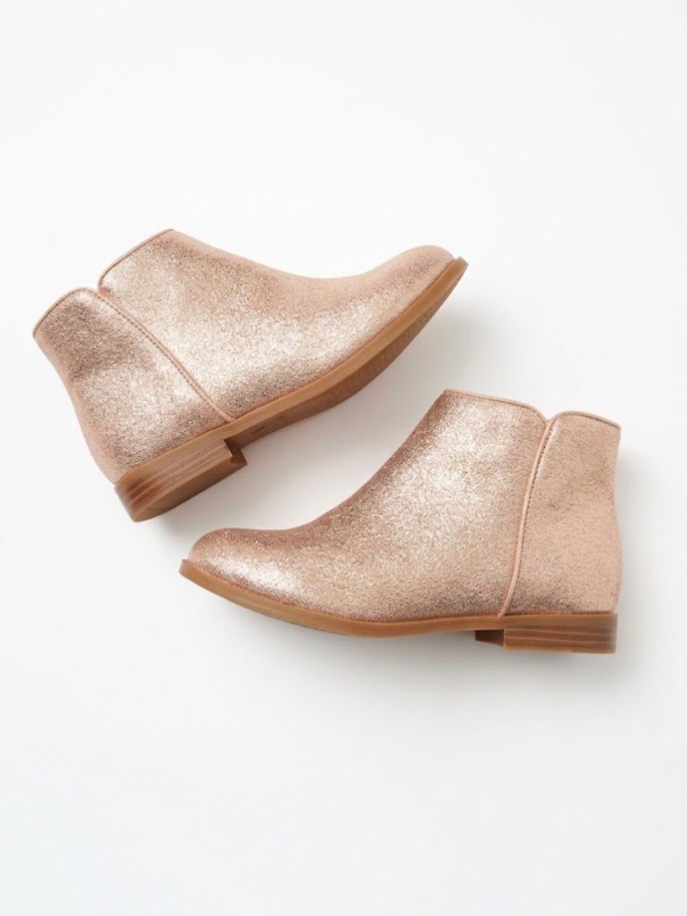 Shiny Metallic Ankle Boots Booties Size 3 Pink Zip Up
